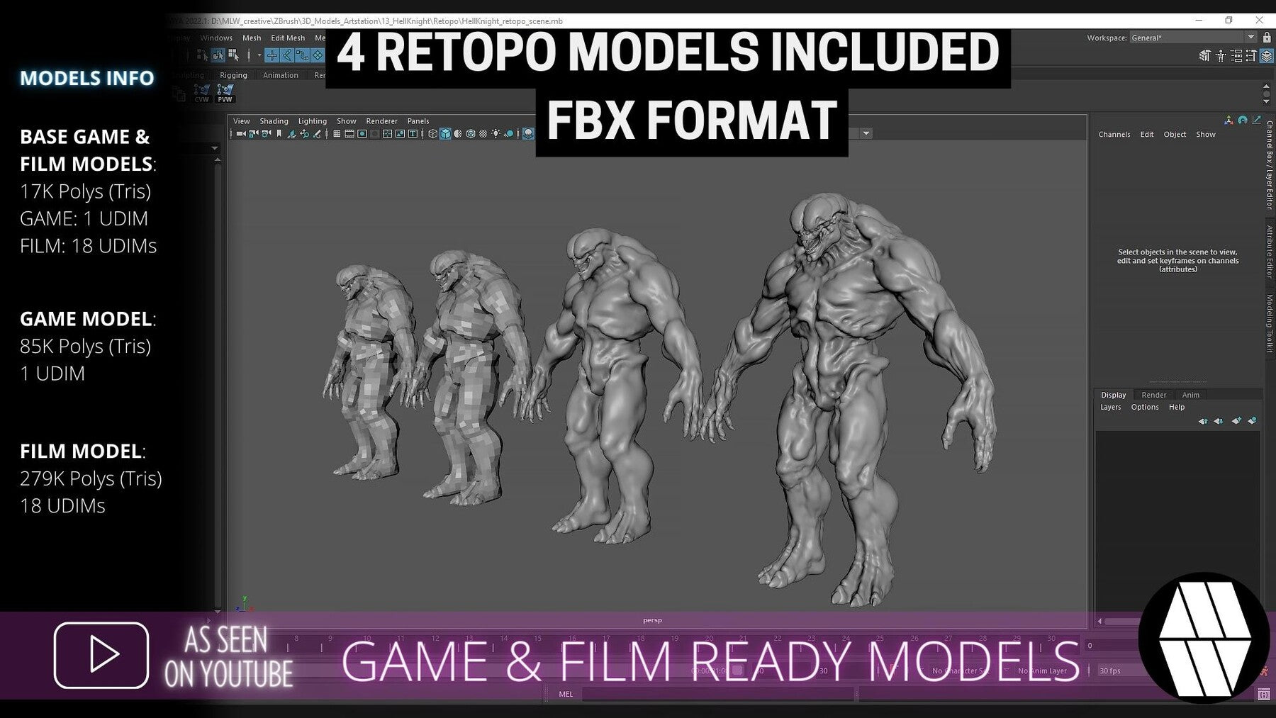 Game & Film Ready: Hell Knight Low Poly FBX Models