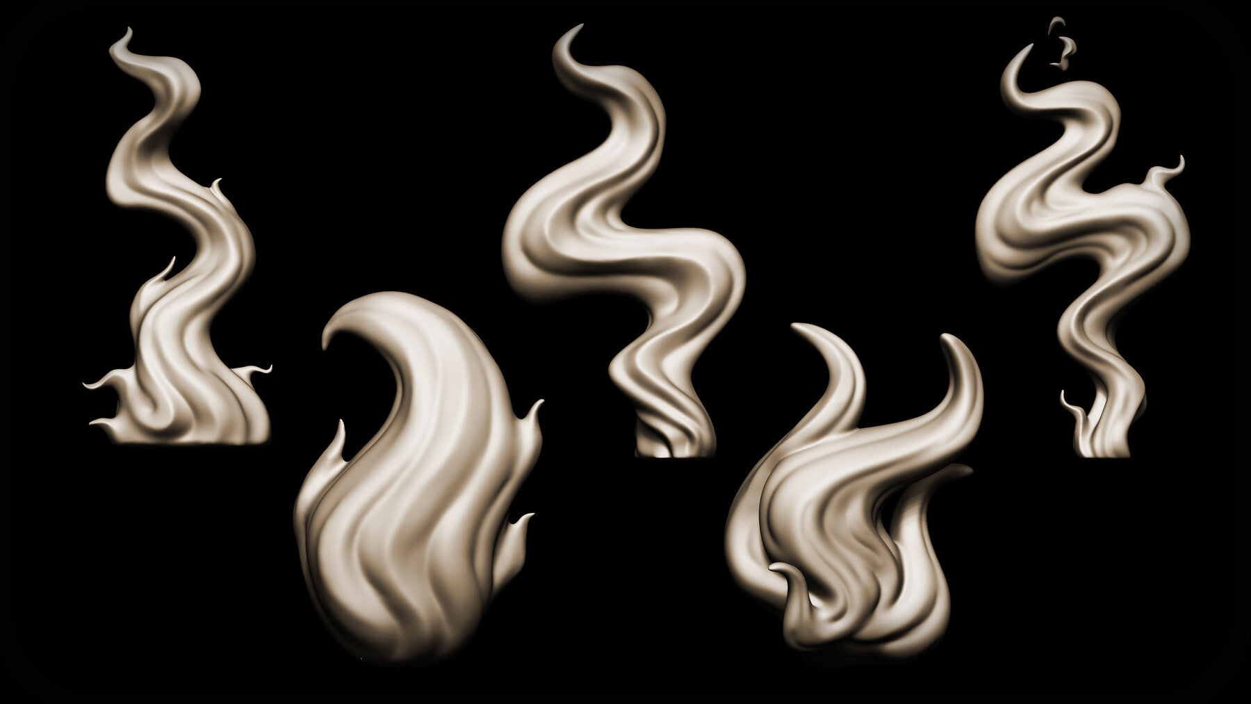 Zbrush + Blender 20 Flames Brushes