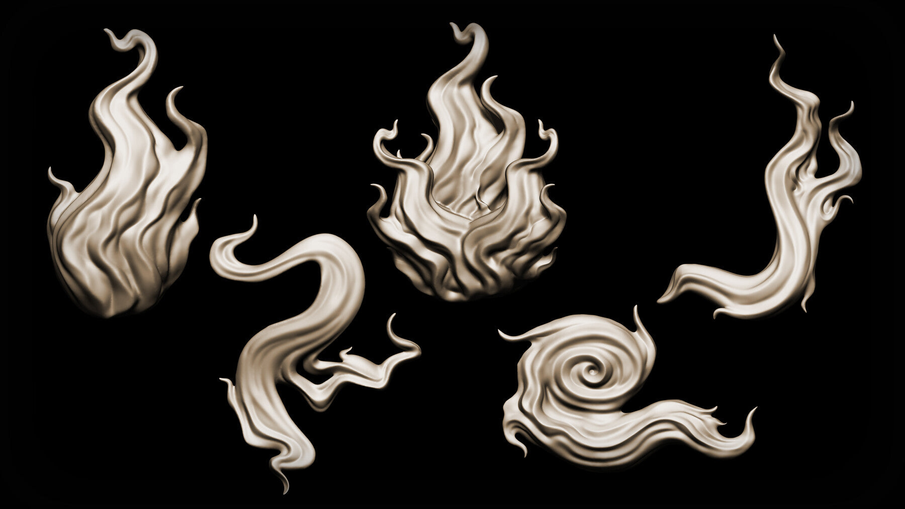 Zbrush + Blender 20 Flames Brushes