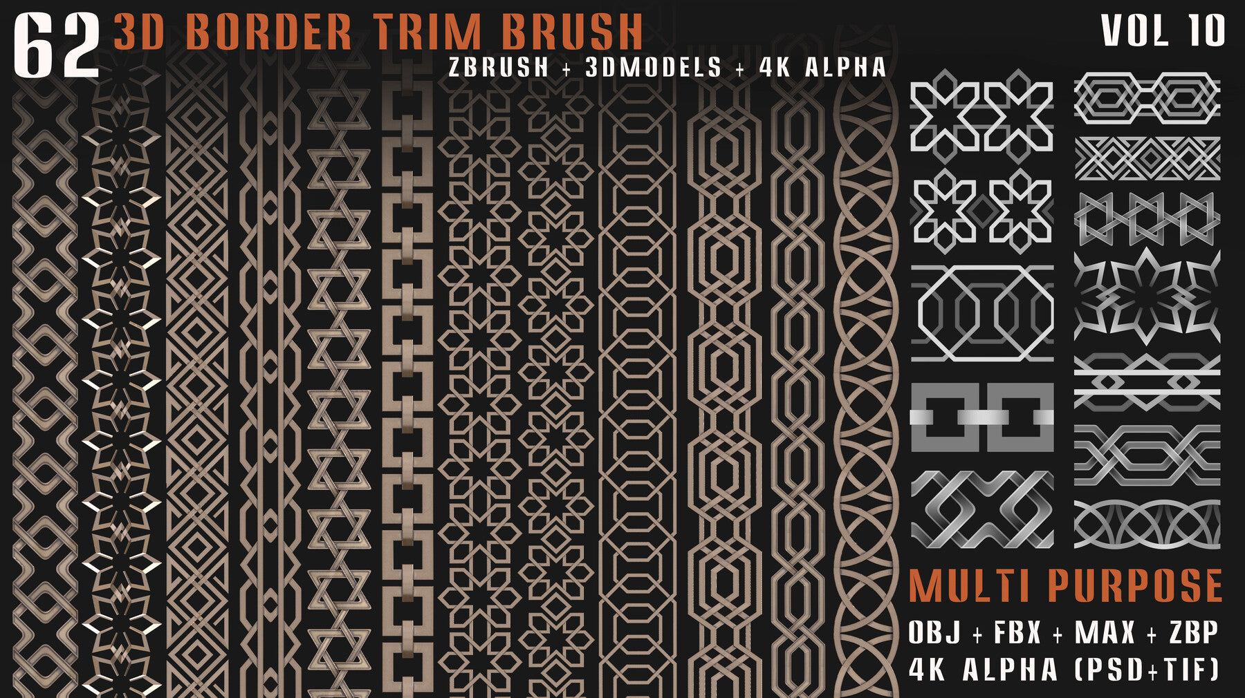 62 - 3D Border Trim Brush – Vol. 10