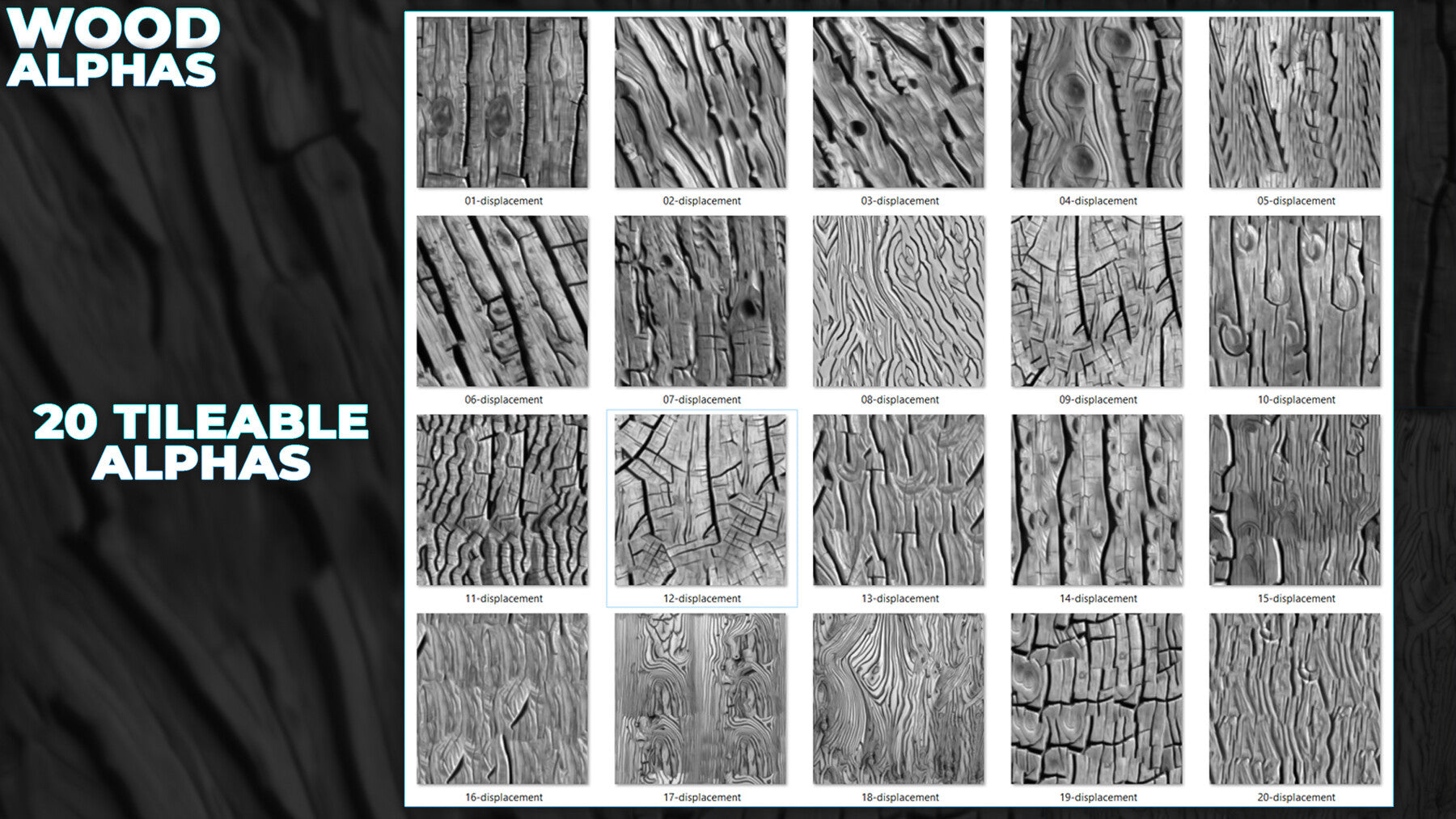 450+ Wood Displacement Map (Alphas) for ZBrush, Blender vol.11