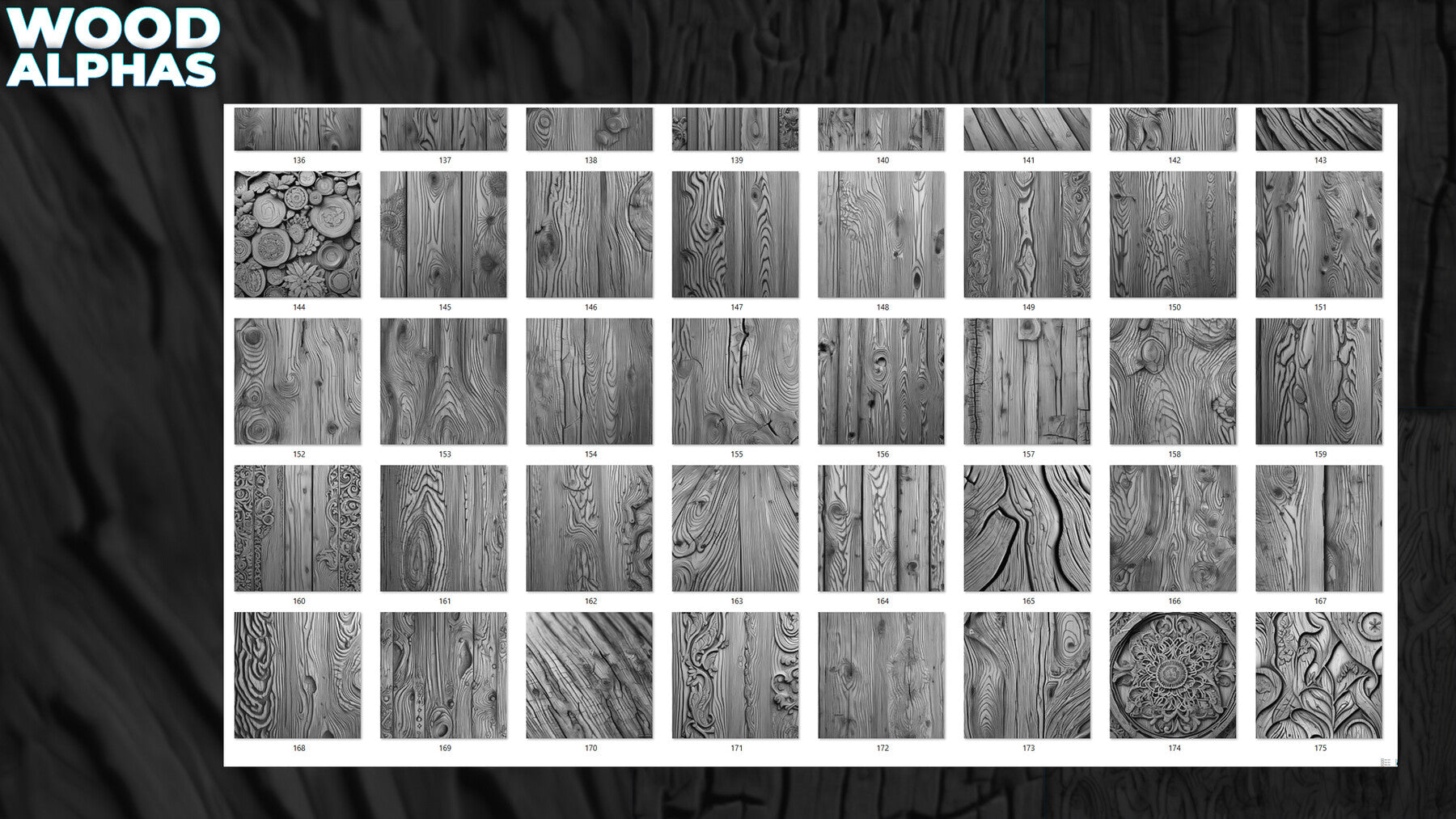 450+ Wood Displacement Map (Alphas) for ZBrush, Blender vol.11