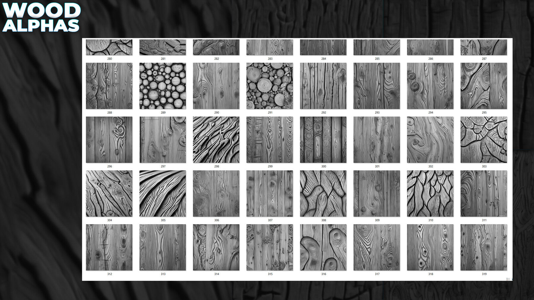 450+ Wood Displacement Map (Alphas) for ZBrush, Blender vol.11