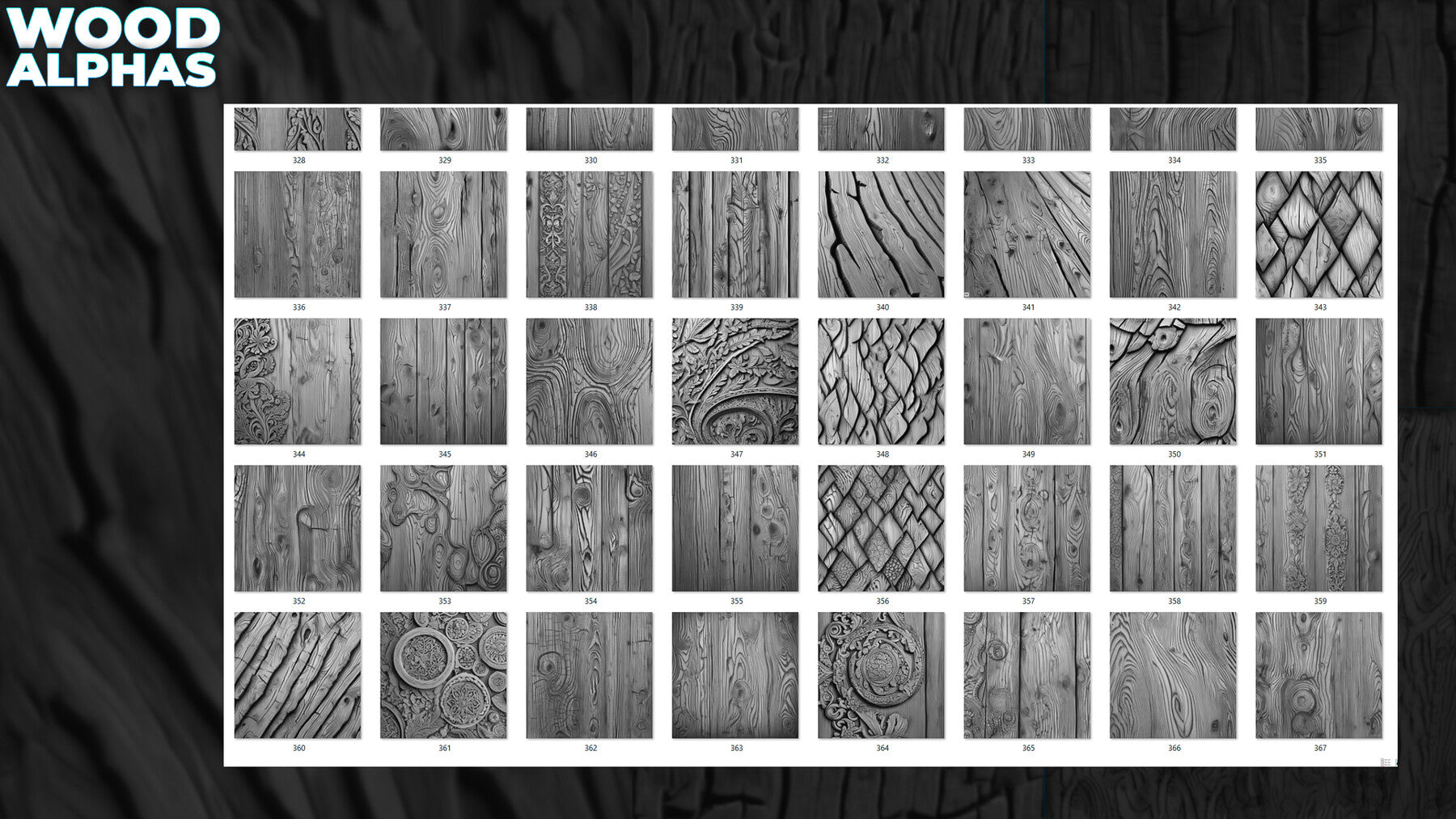 450+ Wood Displacement Map (Alphas) for ZBrush, Blender vol.11