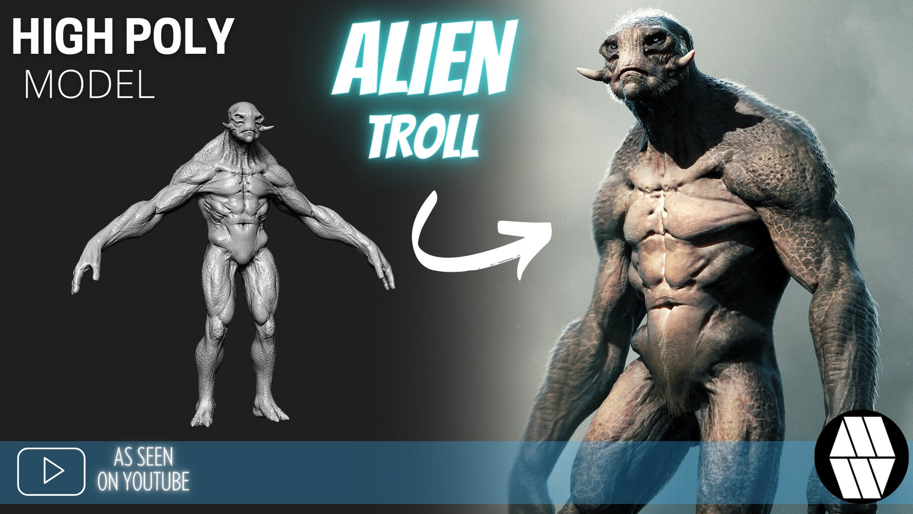 ZBrush Model: Alien Troll High Poly ZTL & FBX