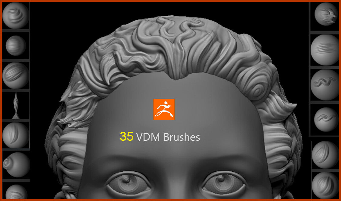 35 Stylized Hair VDM Brushes For ZBrush 2019 or Higher