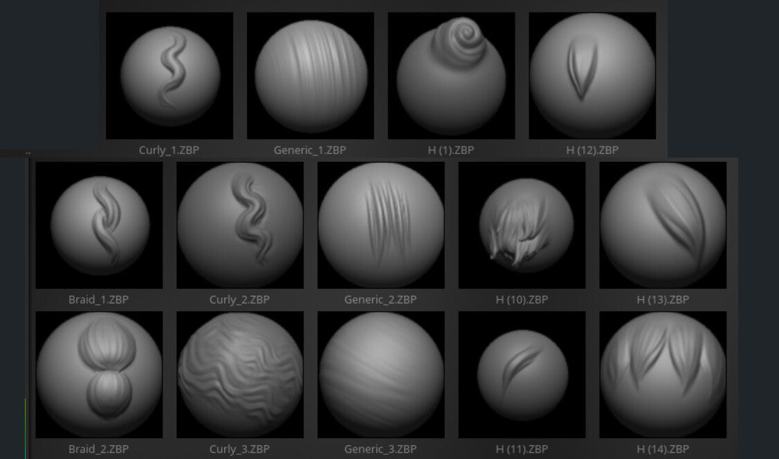 35 Stylized Hair VDM Brushes For ZBrush 2019 or Higher