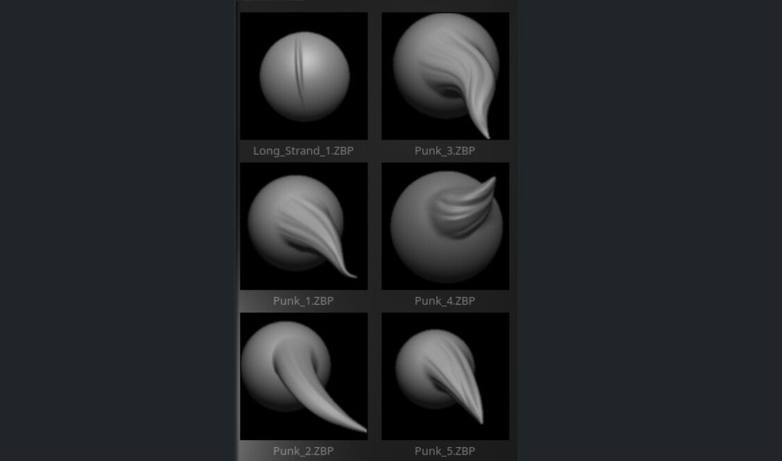 35 Stylized Hair VDM Brushes For ZBrush 2019 or Higher