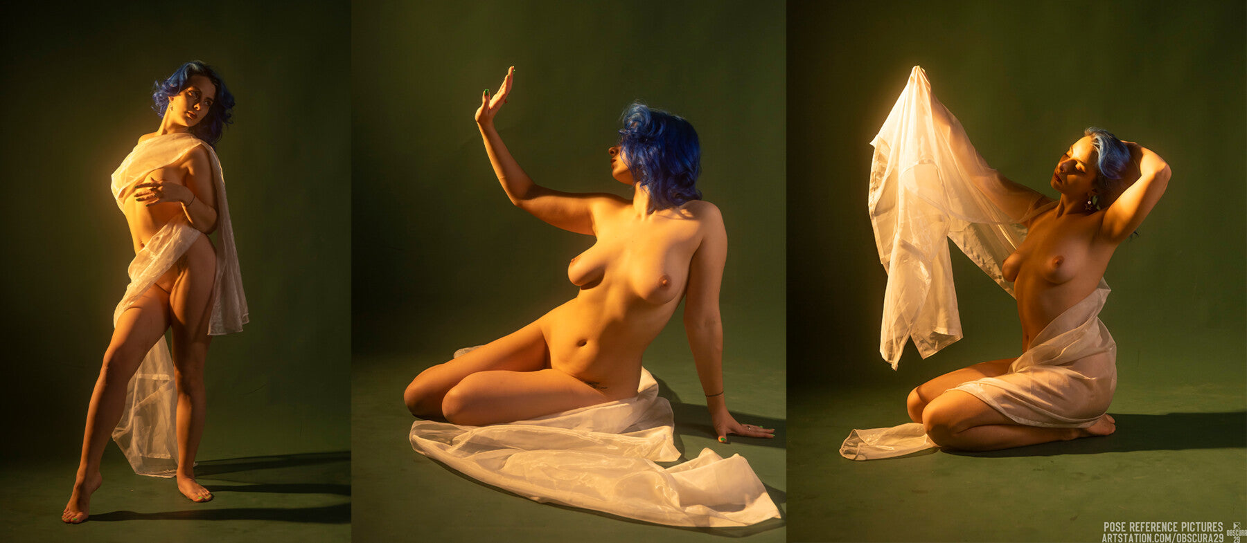 510 Female Casual Poses with Complex Lighting