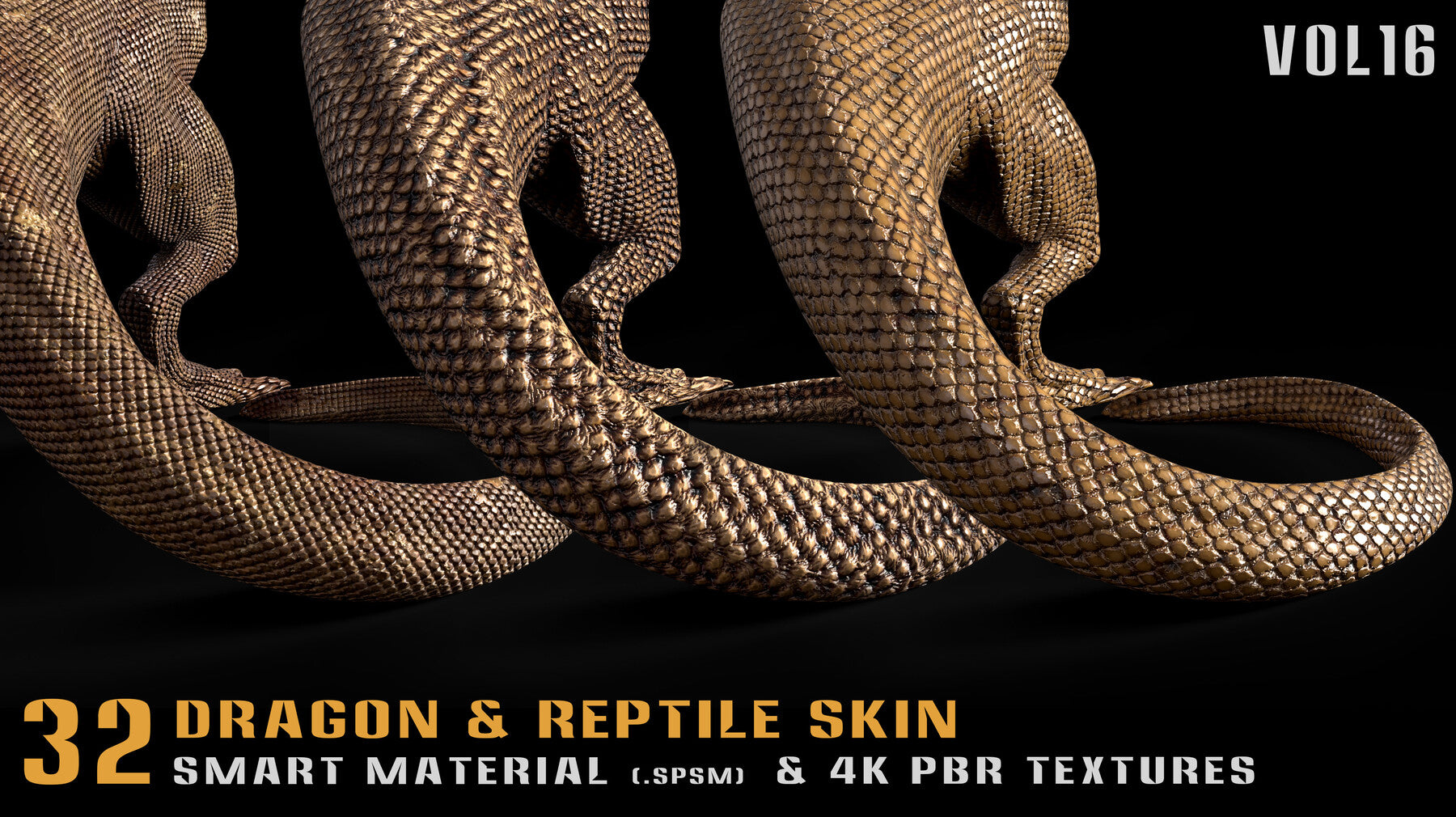 32 Dragon & Reptile Skin Smart Material + 4K PBR textures - Vol.16