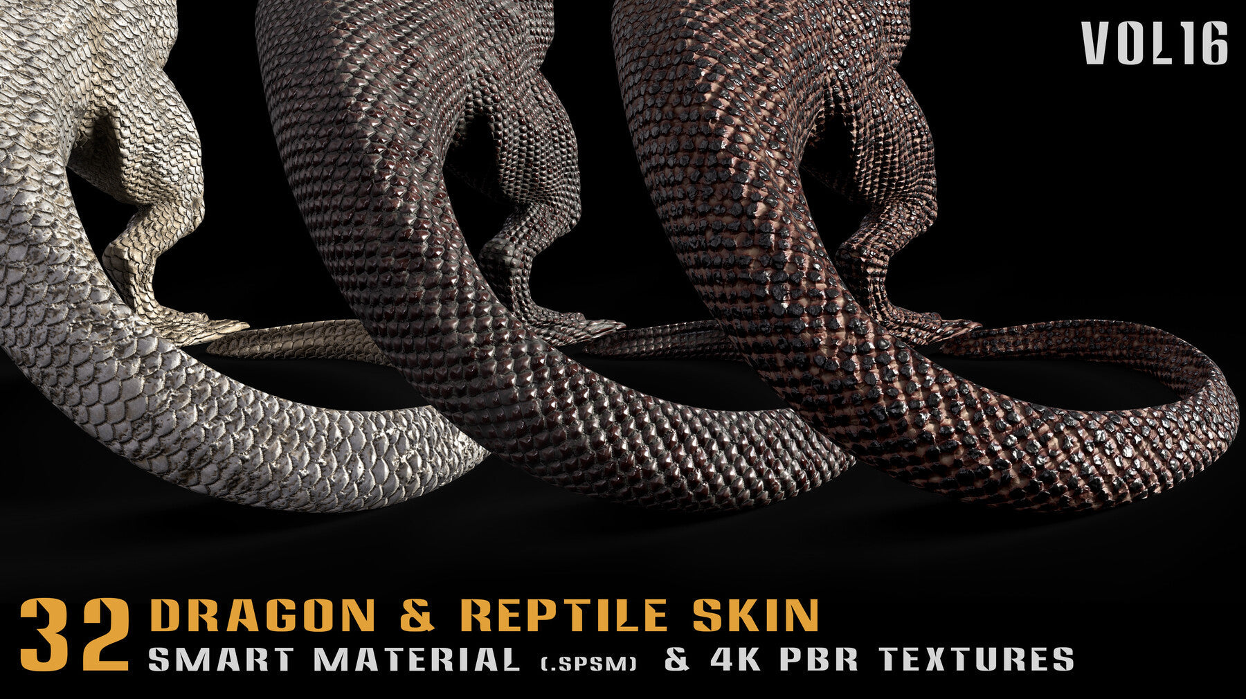 32 Dragon & Reptile Skin Smart Material + 4K PBR textures - Vol.16