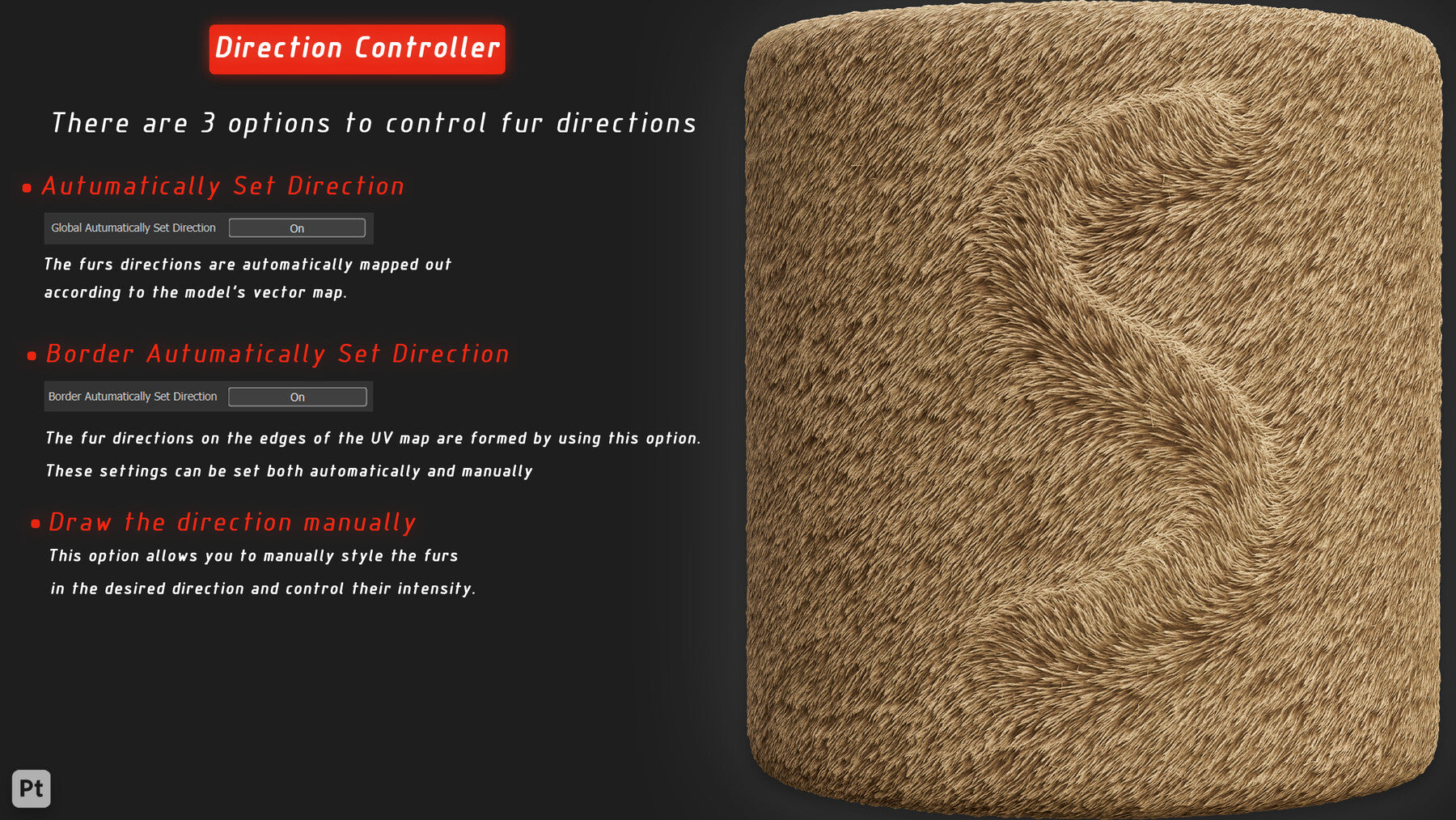 Dynamic Advanced Fur and Feather Material - Direction Controller - Substance Painter (SPSM) Vol.17