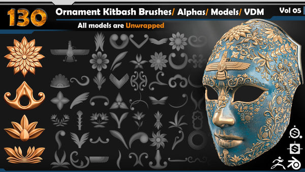 Ornament Kitbash Brushes/ Alphas/ Models/ VDM Vol 05