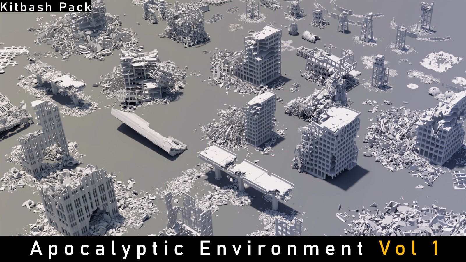 Kitbash Pack 3D Model: Apocalyptic Environment Vol 1