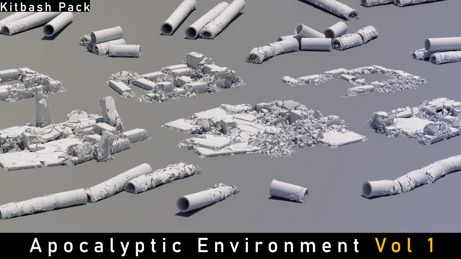 Kitbash Pack 3D Model: Apocalyptic Environment Vol 1