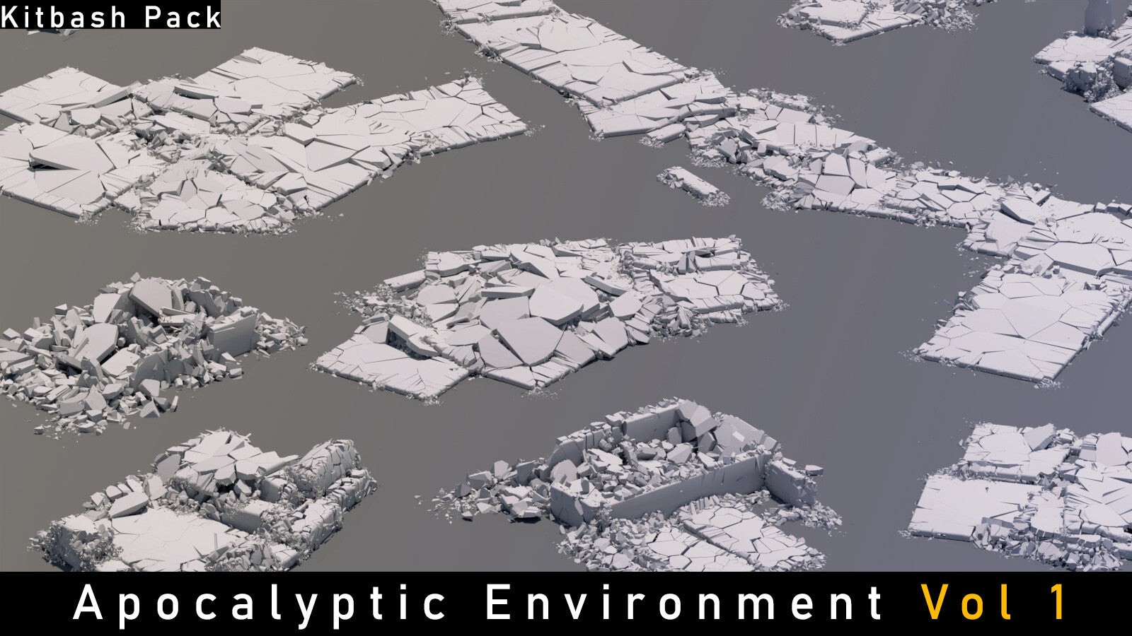 Kitbash Pack 3D Model: Apocalyptic Environment Vol 1