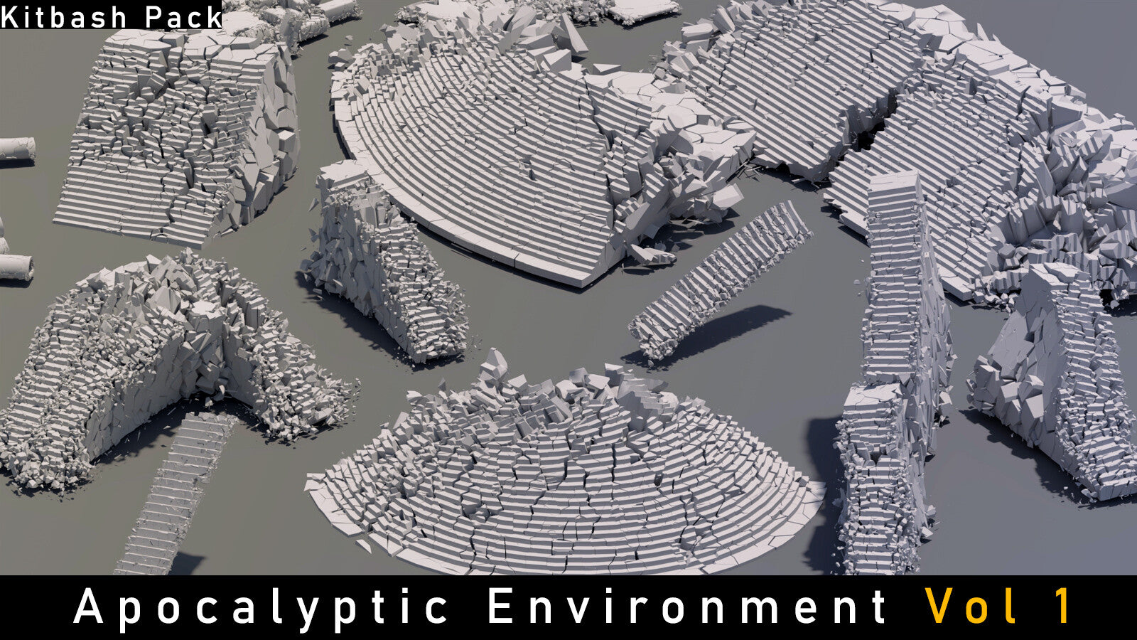 Kitbash Pack 3D Model: Apocalyptic Environment Vol 1