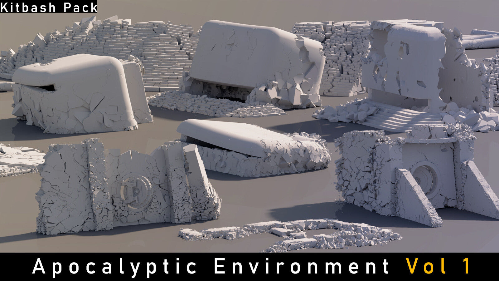 Kitbash Pack 3D Model: Apocalyptic Environment Vol 1