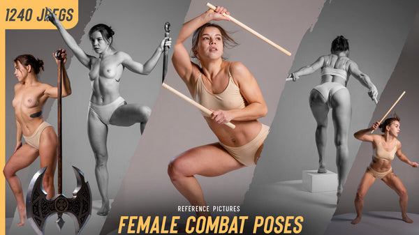 1240 Female Combat Poses Reference Pictures