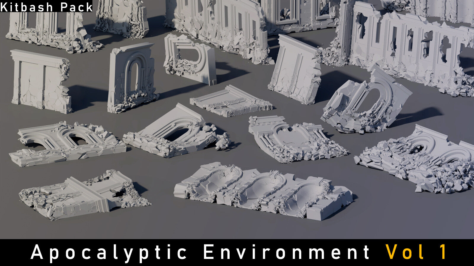 Kitbash Pack 3D Model: Apocalyptic Environment Vol 1