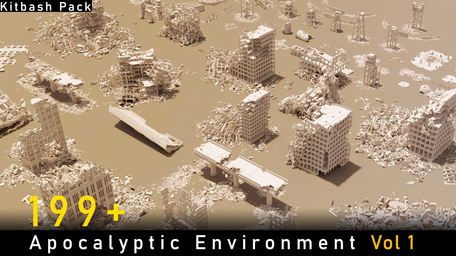 Kitbash Pack 3D Model: Apocalyptic Environment Vol 1