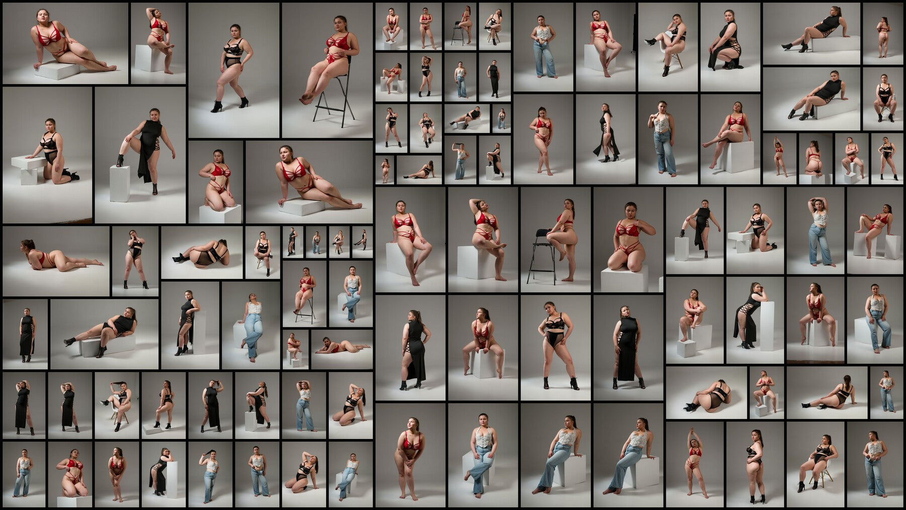 390+ Plus-Size Female Model Poses - Different Clothing and Lingerie