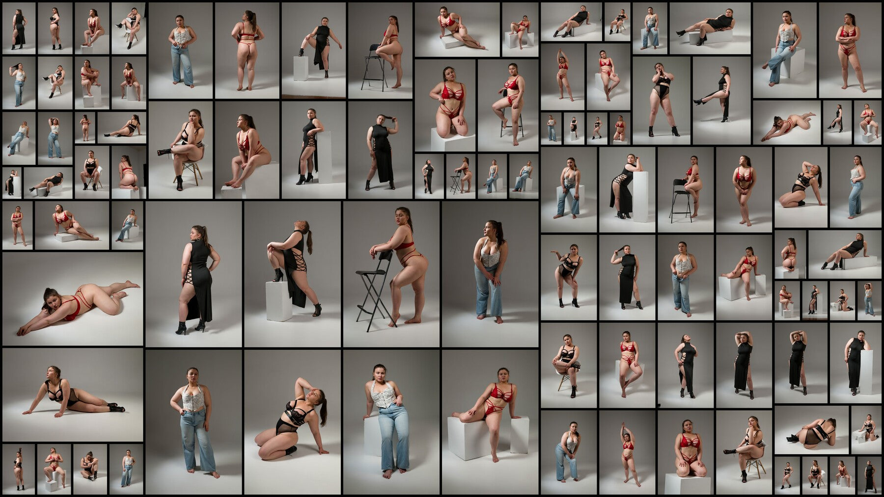 390+ Plus-Size Female Model Poses - Different Clothing and Lingerie