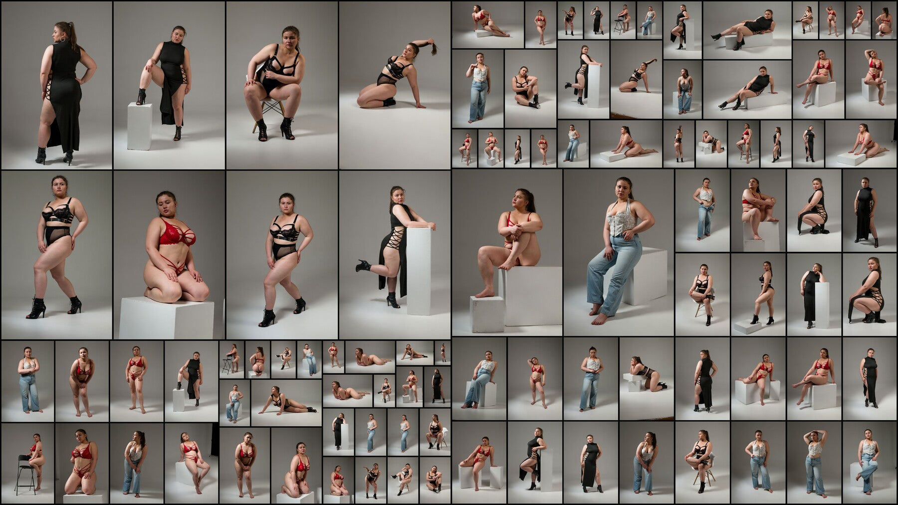 390+ Plus-Size Female Model Poses - Different Clothing and Lingerie