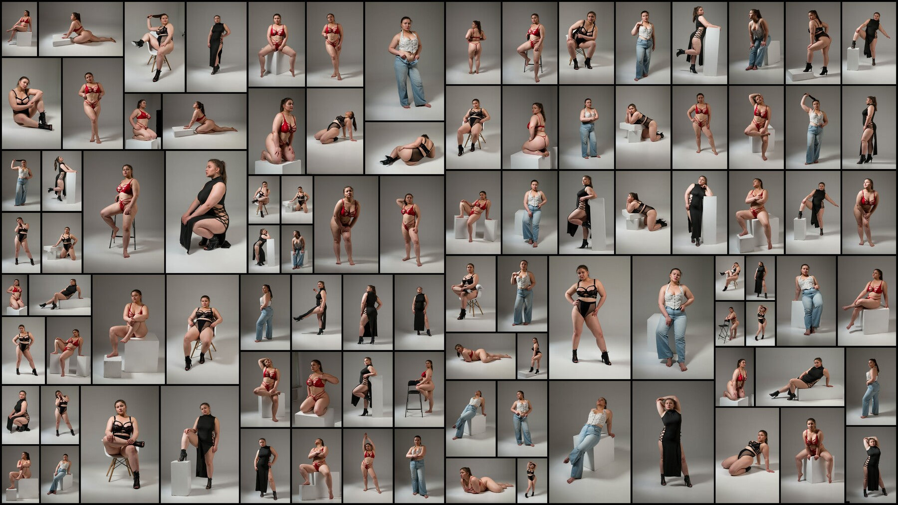 390+ Plus-Size Female Model Poses - Different Clothing and Lingerie