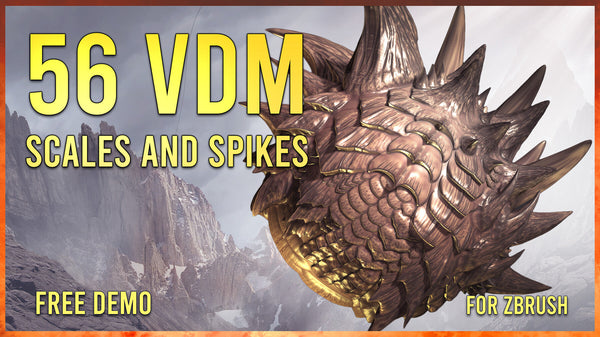 56 VDM Scales and spikes Zbrush brushes for dragons and other reptilian creatures