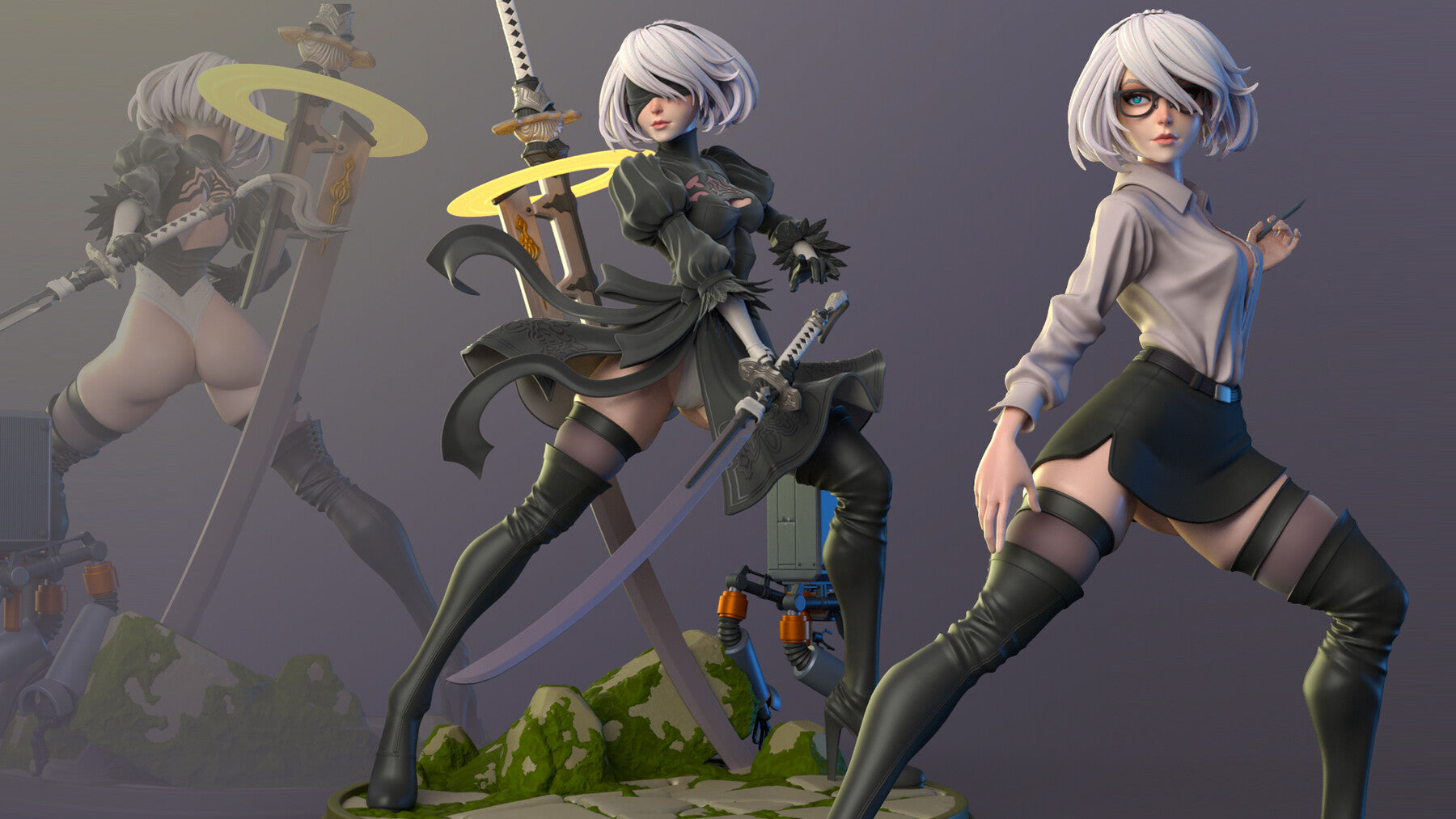 2B Nier Automata, 3D Print STL, Render Images/Videos, Marmoset Viewer Files