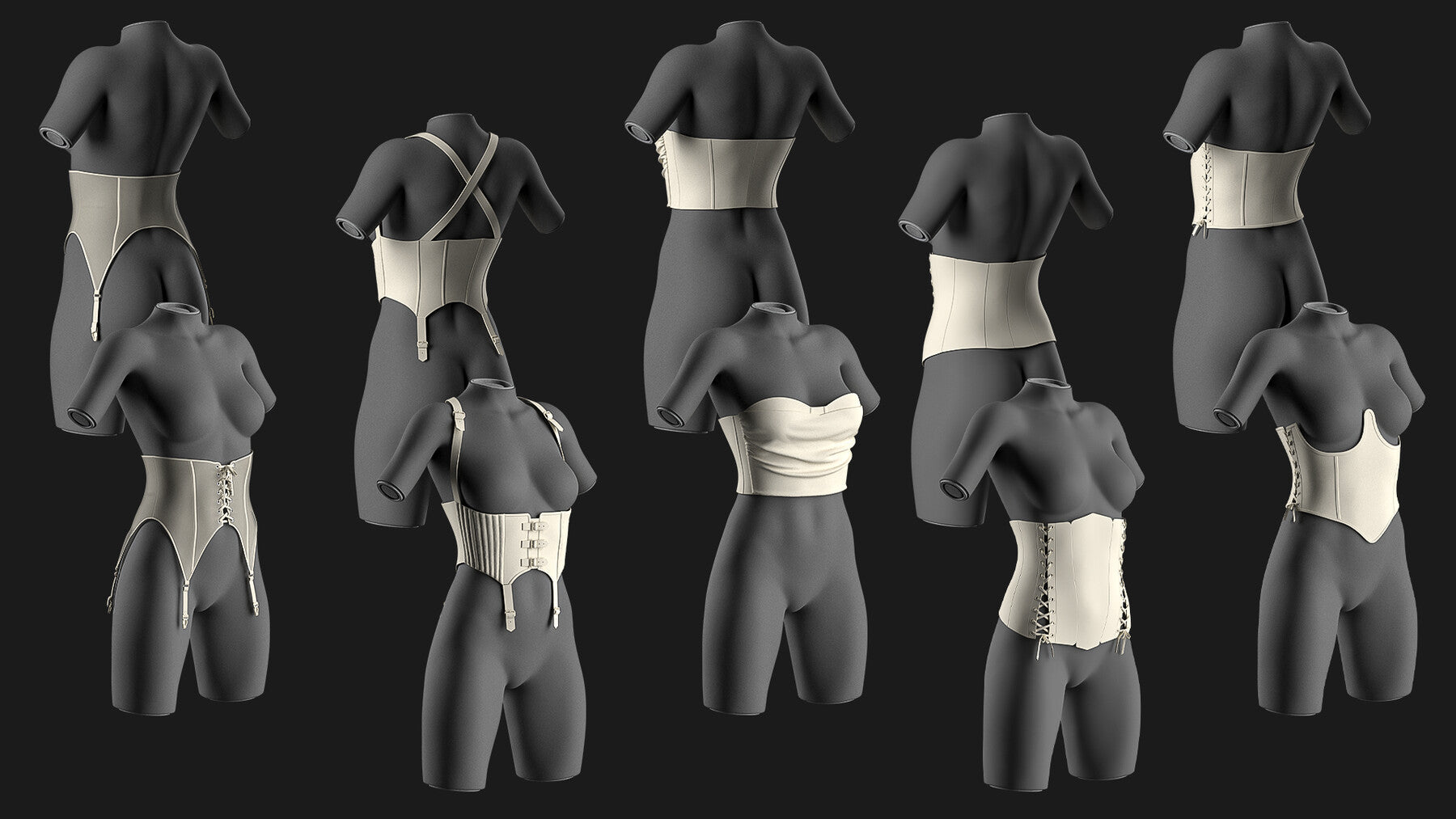 corset pack / Marvelous Designer/Clo3D project file + OBJ, FBX