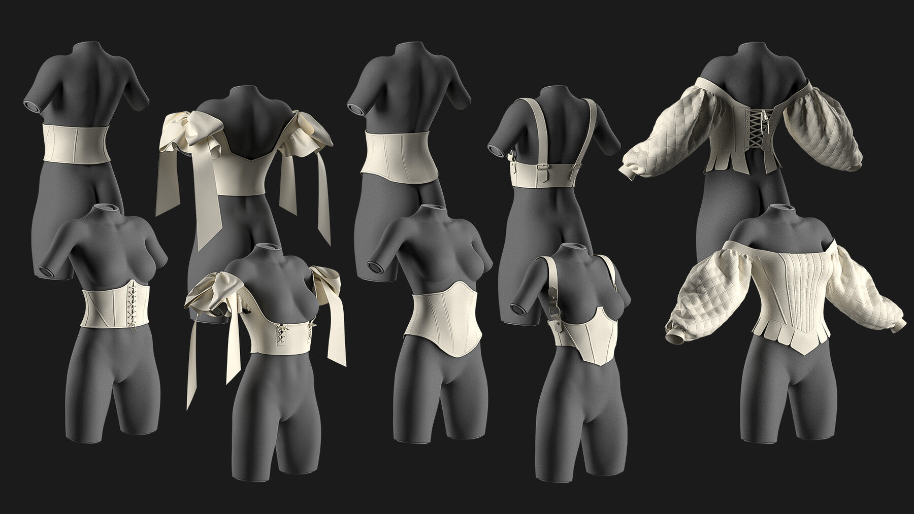 corset pack / Marvelous Designer/Clo3D project file + OBJ, FBX