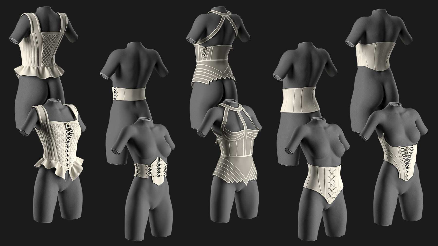 corset pack / Marvelous Designer/Clo3D project file + OBJ, FBX