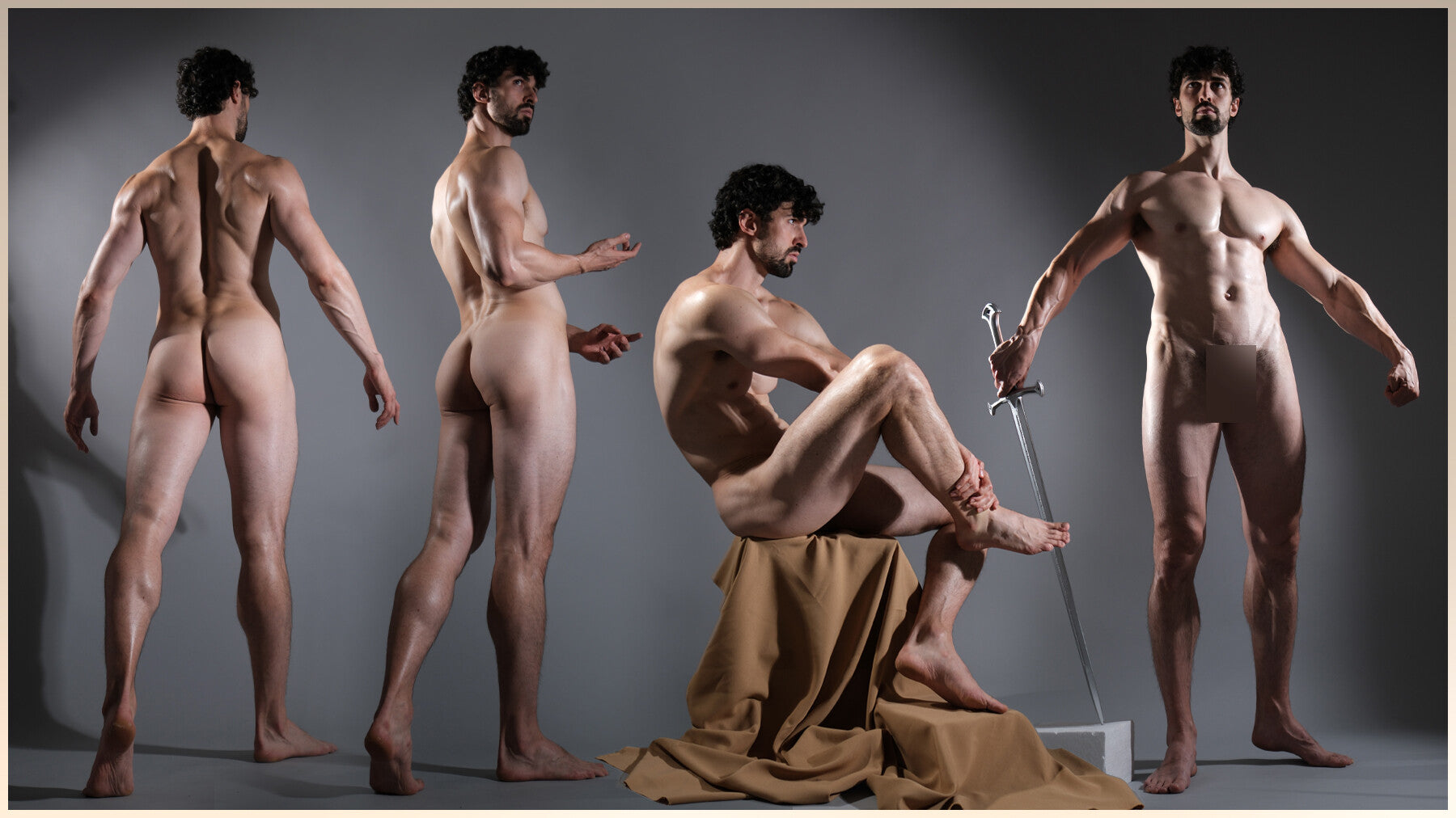 A Sculpturesque-Male Anatomy-Reference Photo Package For Artists- 273 JPEGs