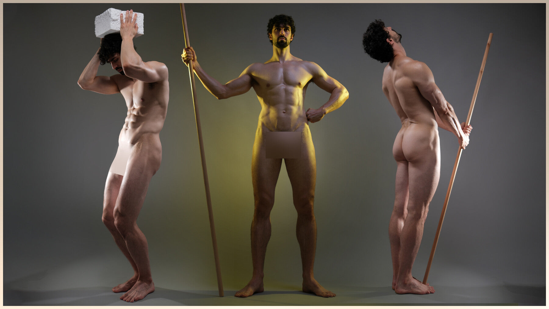 A Sculpturesque-Male Anatomy-Reference Photo Package For Artists- 273 JPEGs