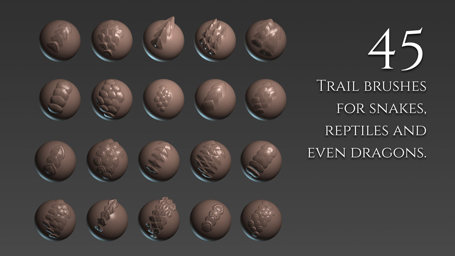 45 Trail Snake Scales Brushes for Zbrush