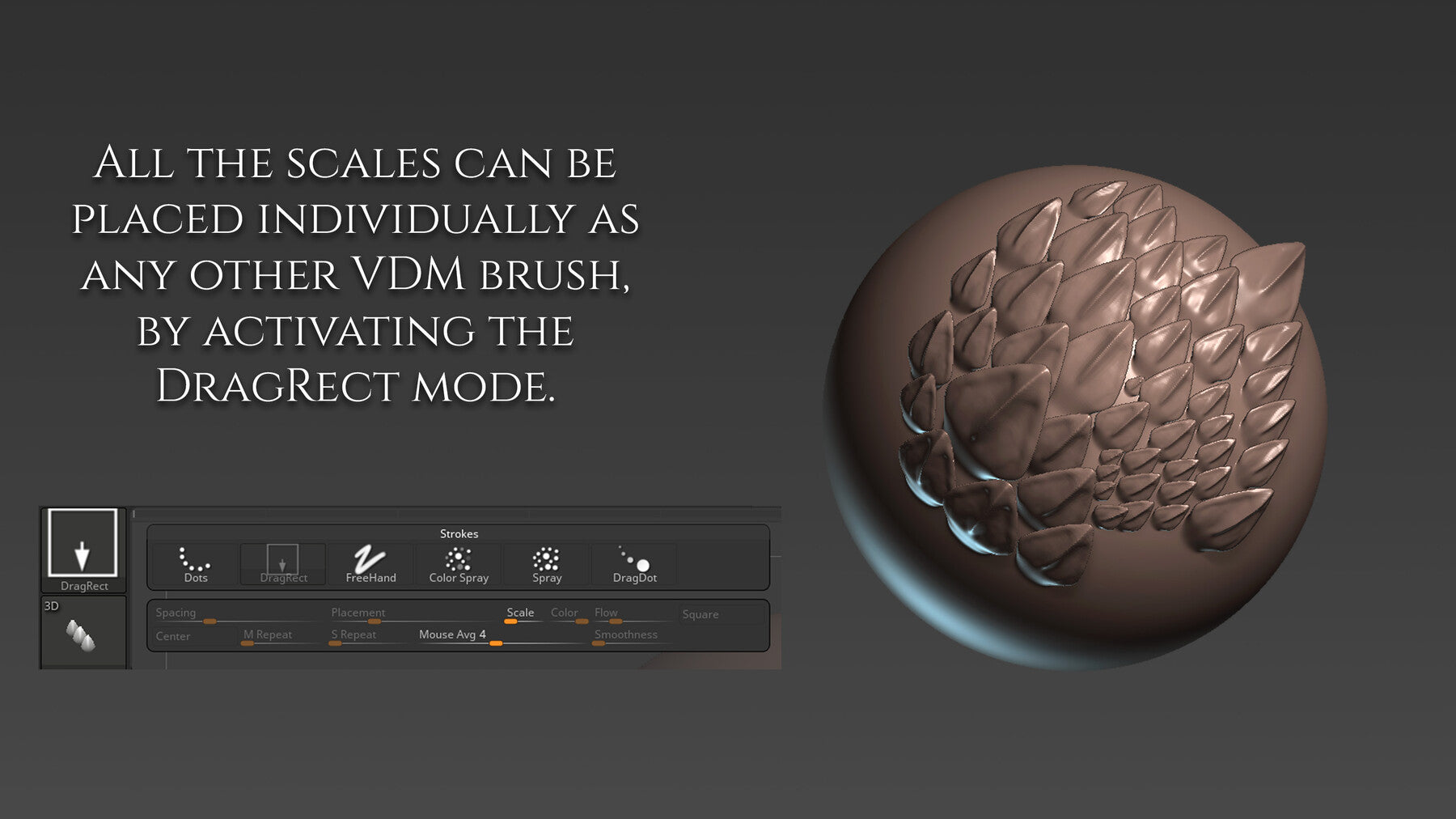 45 Trail Snake Scales Brushes for Zbrush