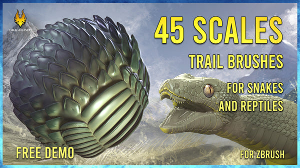 45 Trail Snake Scales Brushes for Zbrush