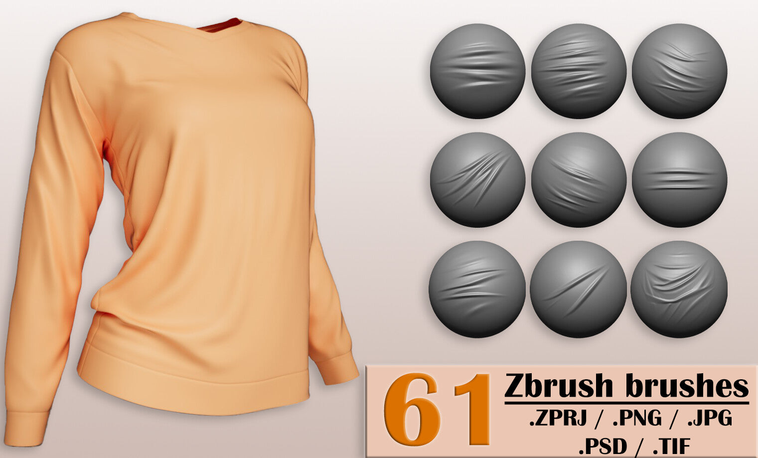 61 Zbrush Clothing Brushes & Folds + Alphas Vol. 4