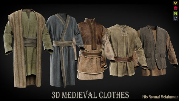 3D Medieval clothes Fbx+ Obj+ Zprj +4K PBR textures