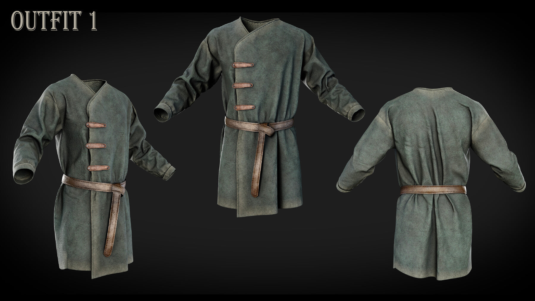 3D Medieval clothes farmer tunic Fbx+ Obj+ Zprj +4K PBR textures