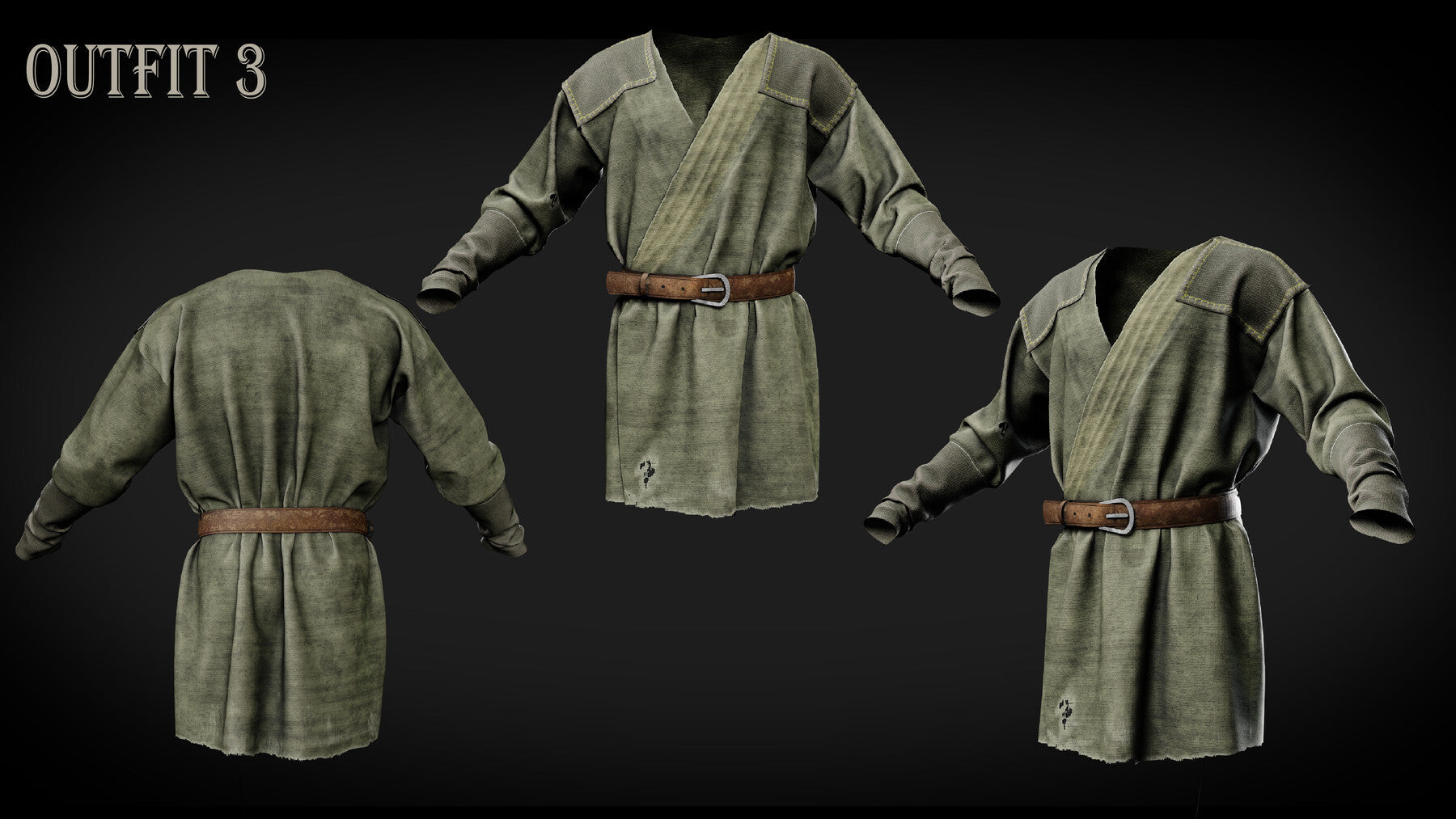 3D Medieval clothes farmer tunic Fbx+ Obj+ Zprj +4K PBR textures