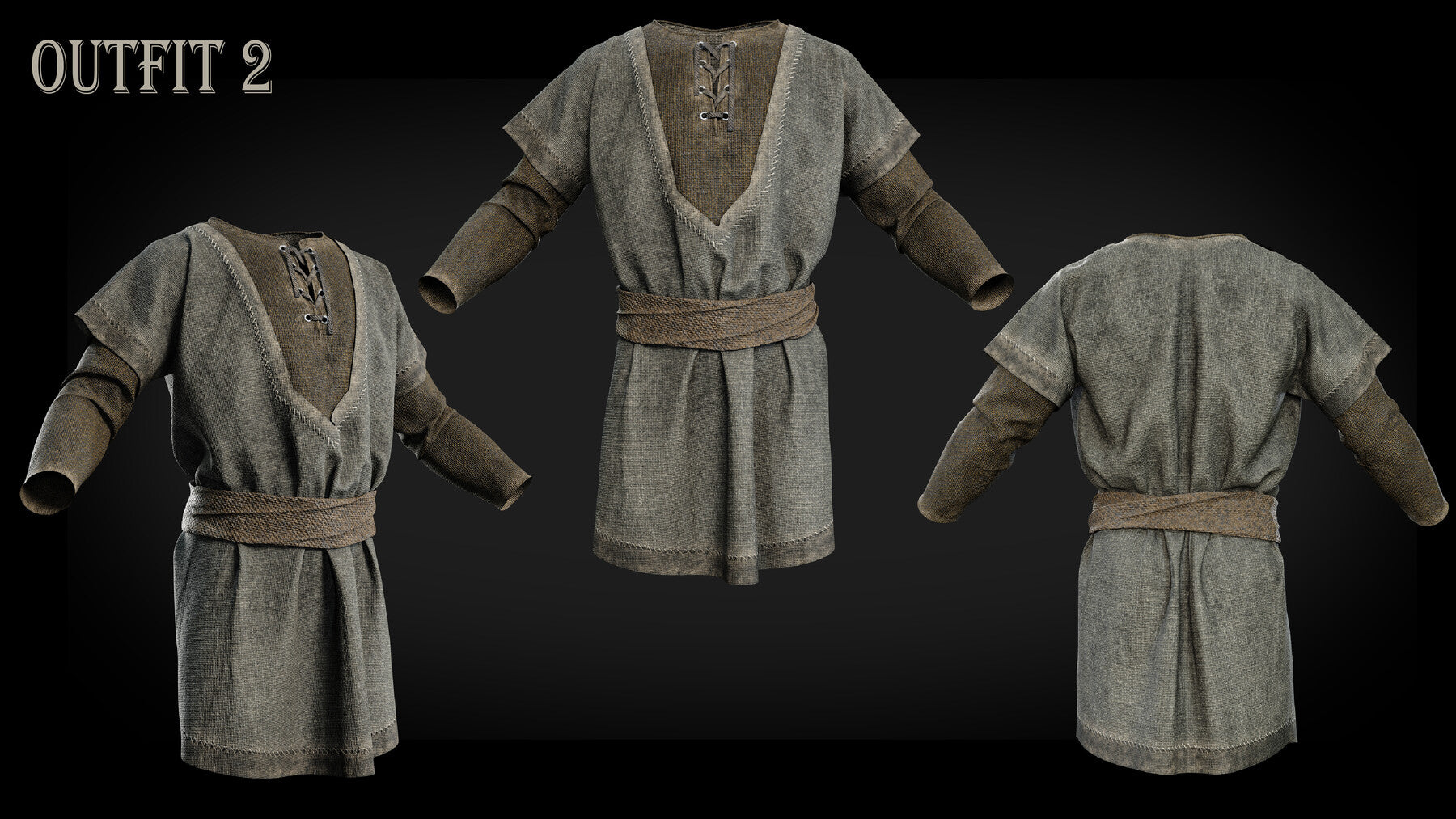 3D Medieval clothes farmer tunic Fbx+ Obj+ Zprj +4K PBR textures