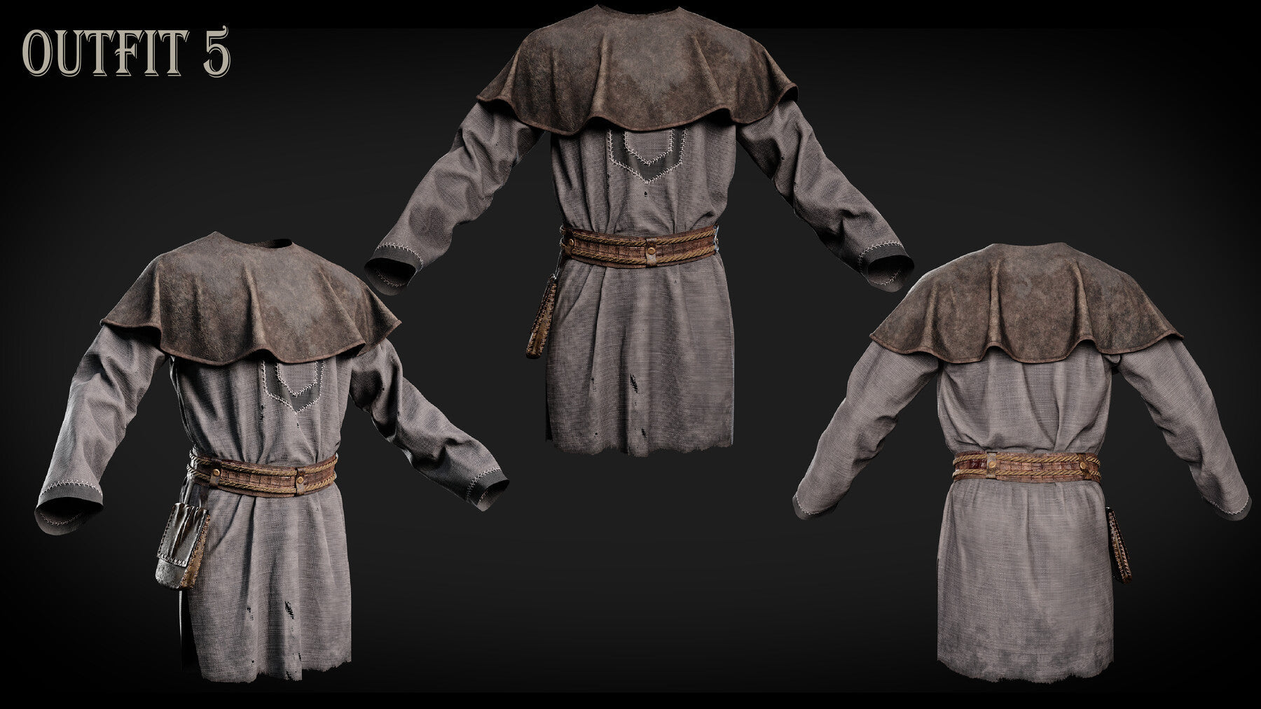 3D Medieval clothes farmer tunic Fbx+ Obj+ Zprj +4K PBR textures