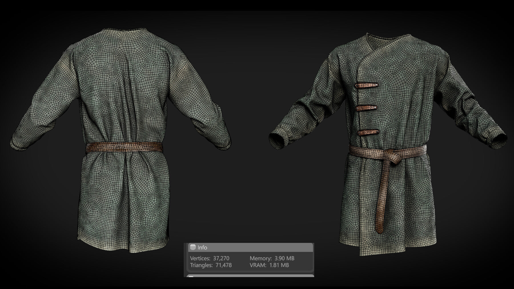 3D Medieval clothes farmer tunic Fbx+ Obj+ Zprj +4K PBR textures