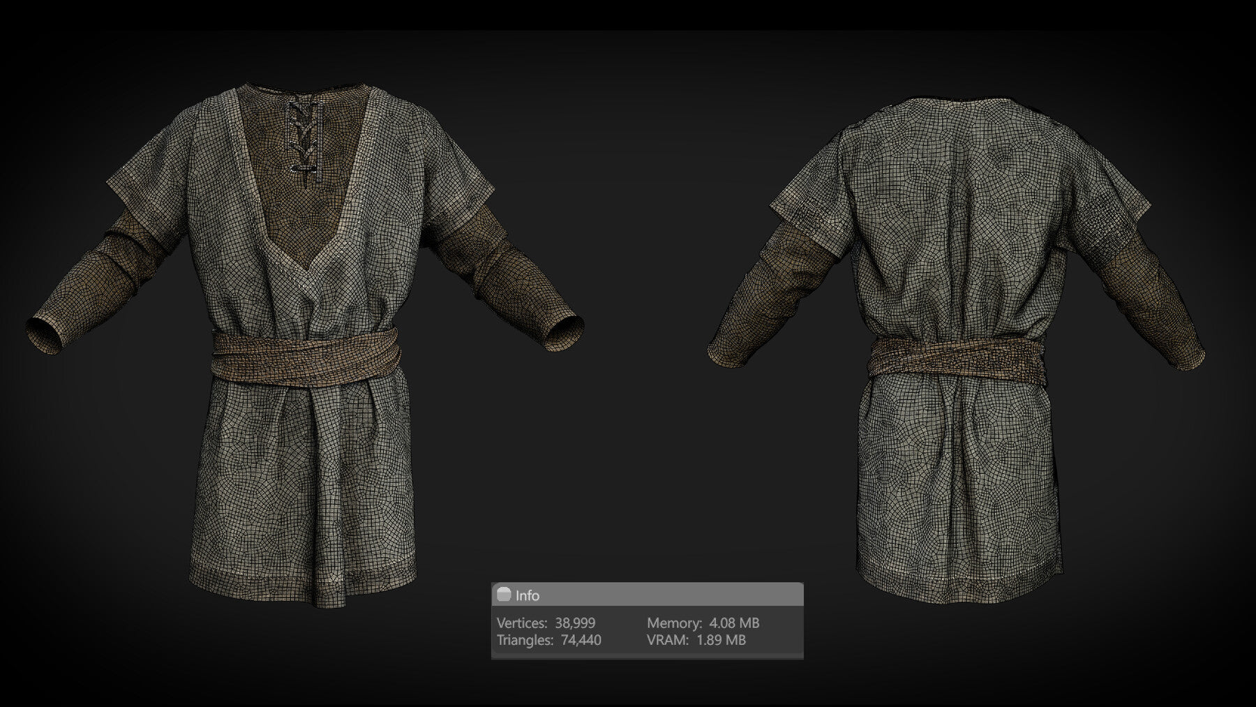 3D Medieval clothes farmer tunic Fbx+ Obj+ Zprj +4K PBR textures