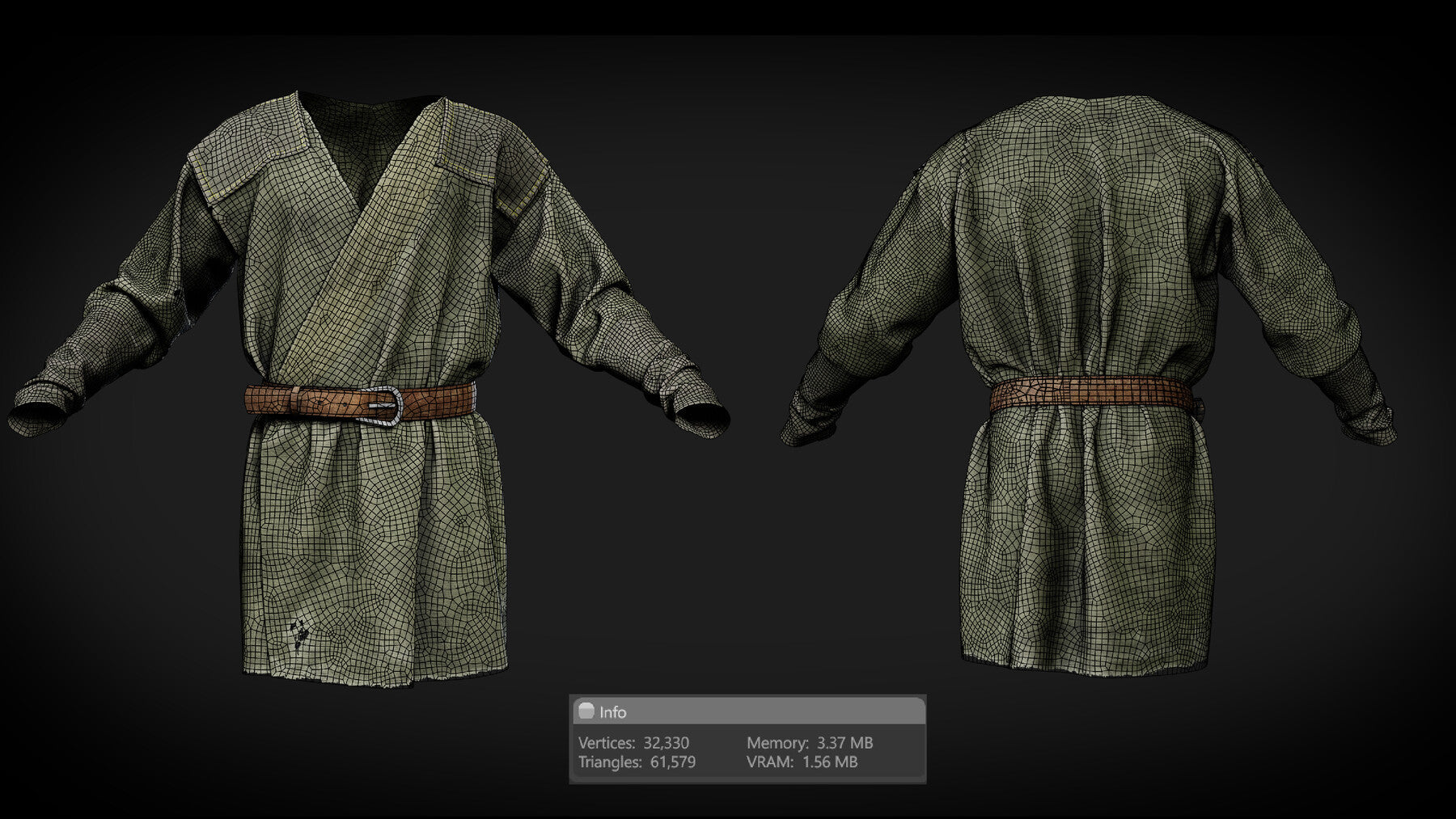 3D Medieval clothes farmer tunic Fbx+ Obj+ Zprj +4K PBR textures