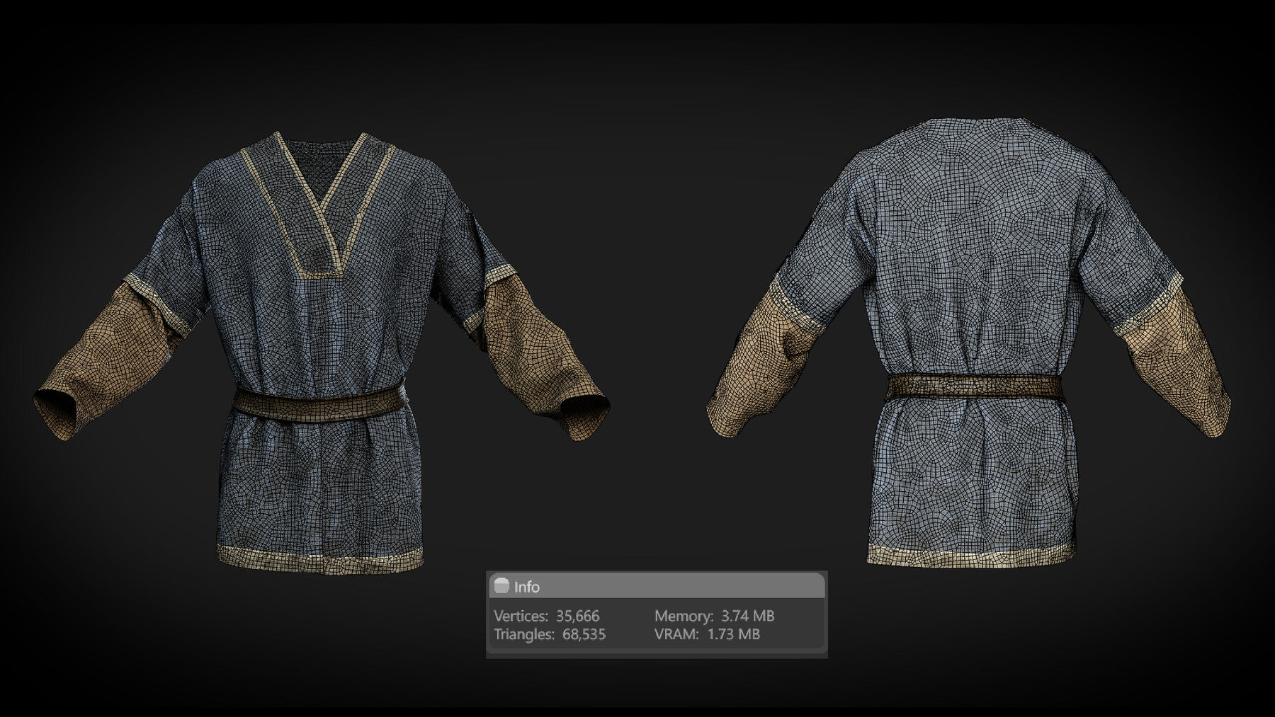 3D Medieval clothes farmer tunic Fbx+ Obj+ Zprj +4K PBR textures