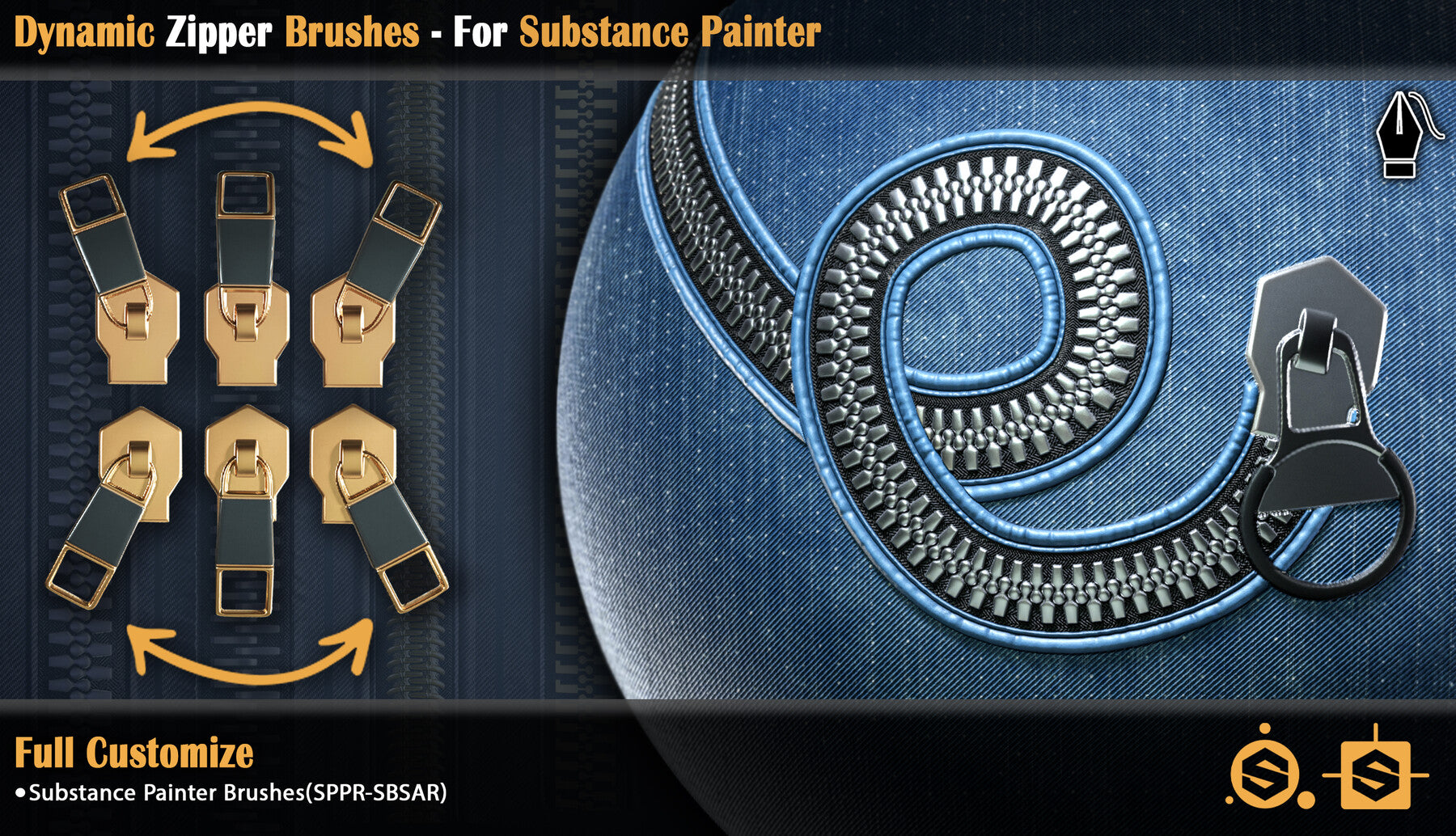 Dynamic Zipper Brushes - For Substance Painter